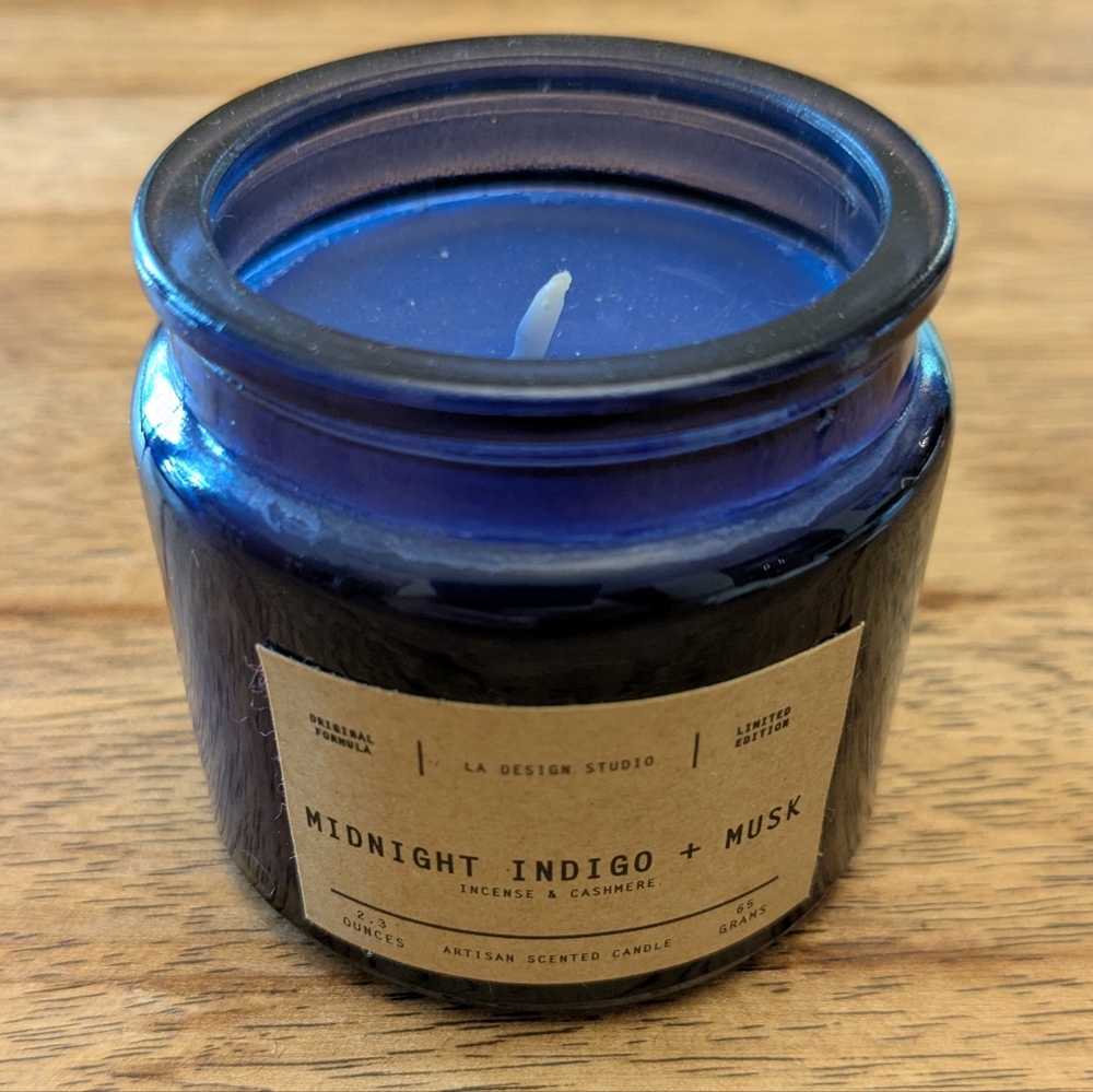 2 For $5! NEW! Small Midnight Indigo & Musk Apothecary Jar Candle